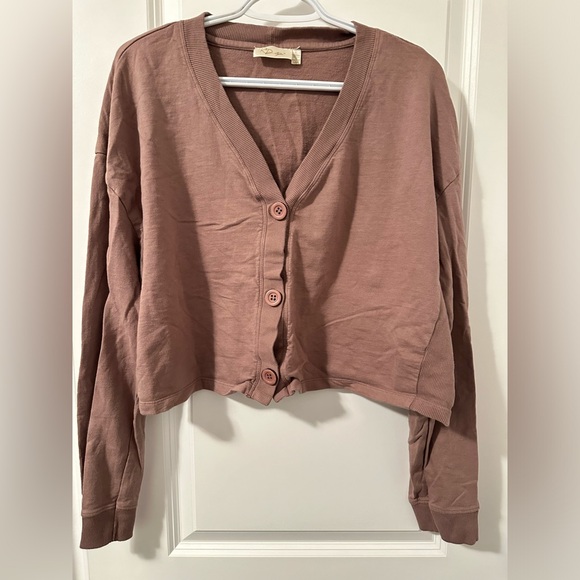 RD Style Rose Lounge Set, cropped button-up top & drawstring pants, Women’s L - Picture 1 of 4